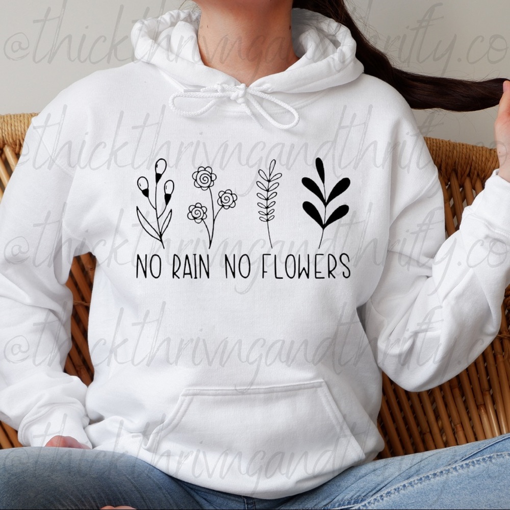Custom No Rain No Flowers Pullover Pocket Hoodie